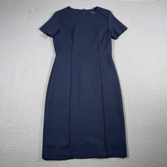 Brooks Brothers Dresses & Skirts - Brooks Brothers Sheath Dress Women 6 Navy Short Sleeve Stretch Lined Work Office